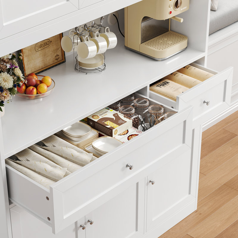 Garde-manger 72,2 po, support à micro-ondes avec rangement, Blanc