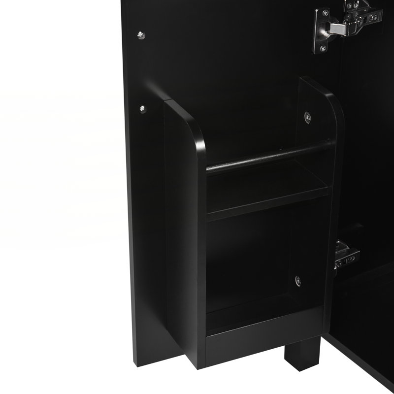 Meuble-lavabo de 24 po avec lavabo en céramique, Noir, noir, noir, noir