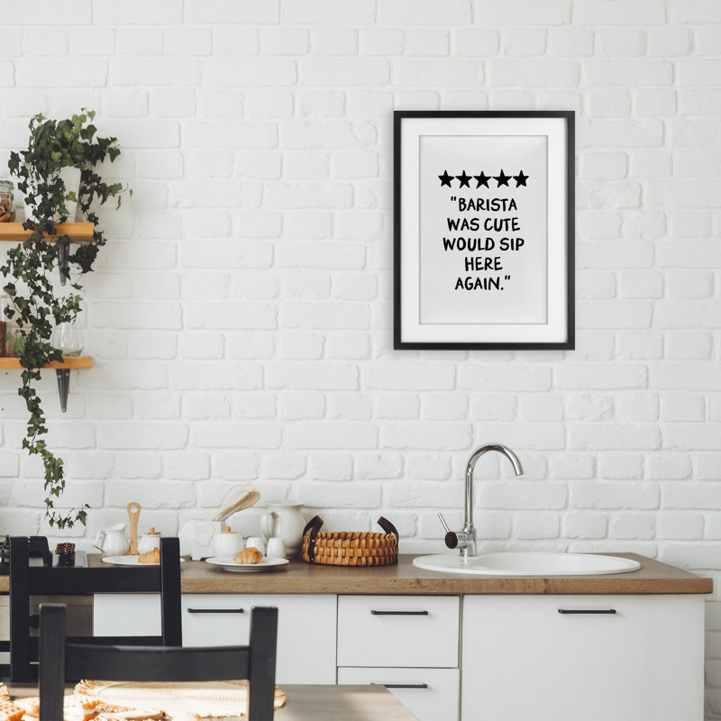 Barista Was Cute Rating Framed Print Under Glass, design by JJ Design House LLC, 20" H x 14" W, Midnight Black Frame