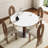 White Brown Sintered Stone Ash Iron Dining table-512936683