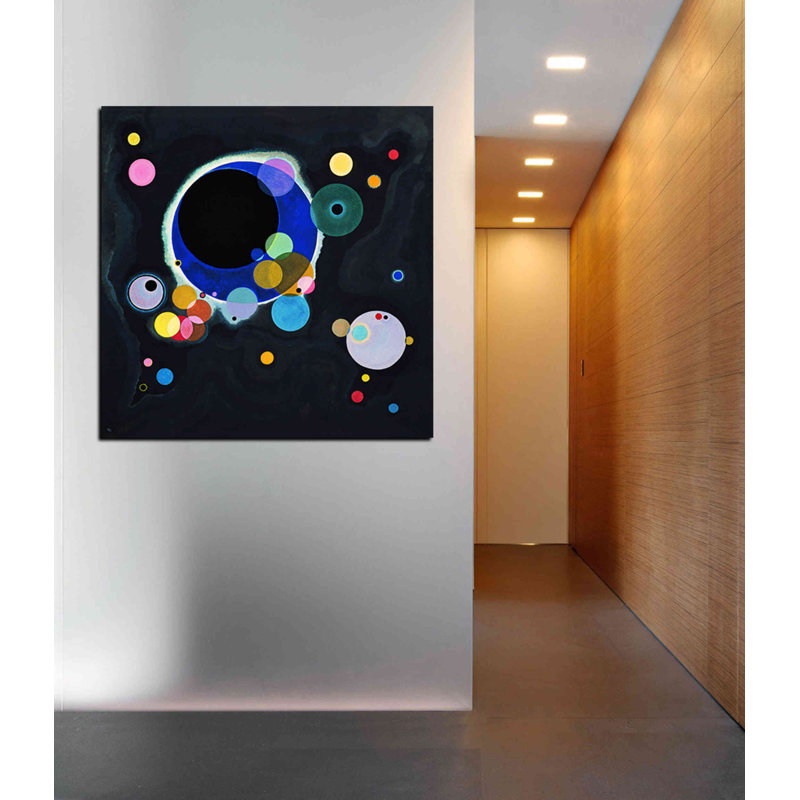 «Plusieurs cercles» par Wassily Kandinsky, art mural sur toile, H 12 po x l 12 po