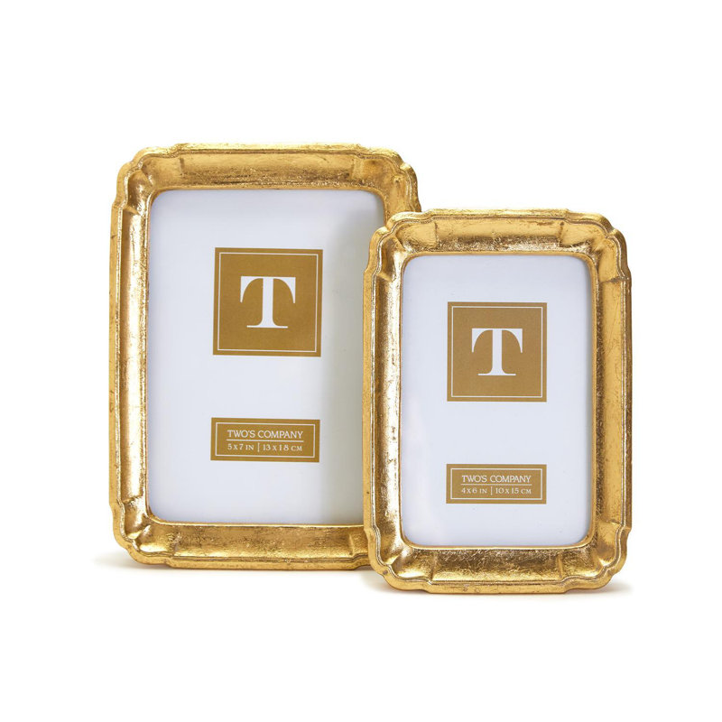 Set Of 2 Gold Leaf Photo Frame
