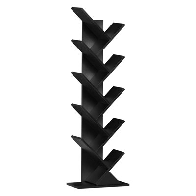 10 Tier Tree Book Shelf, Floor Standing Wood Bookshelf for Narrow Space, Storage Organizer Bookshelves for Books/CDs/Magazine, Bookcase with Shelves for Home Office, Living Room