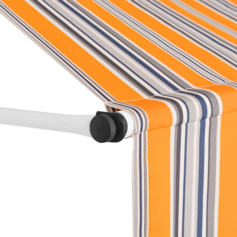 Dakota Fields 1cm W x 1.2cm D Fabric Yellow/Blue Cover Retractable Patio Awning