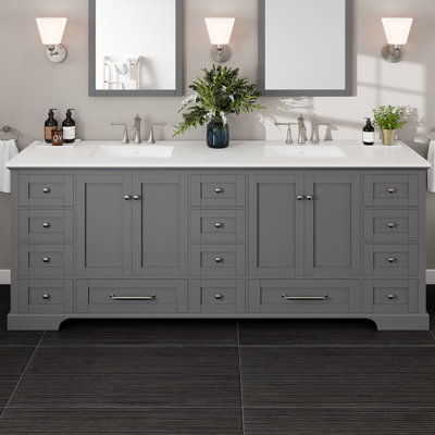 Lark Manorâ¢ Boback 84""W X 22""D Dark Gray Double Sink Bathroom Vanity With Cultured Marble Countertop -  6ED0EE15B22B4E328085A5B9F3FFEFA8