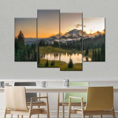 " Majestic Sunset At Mount Rainer " 4 - Pieces