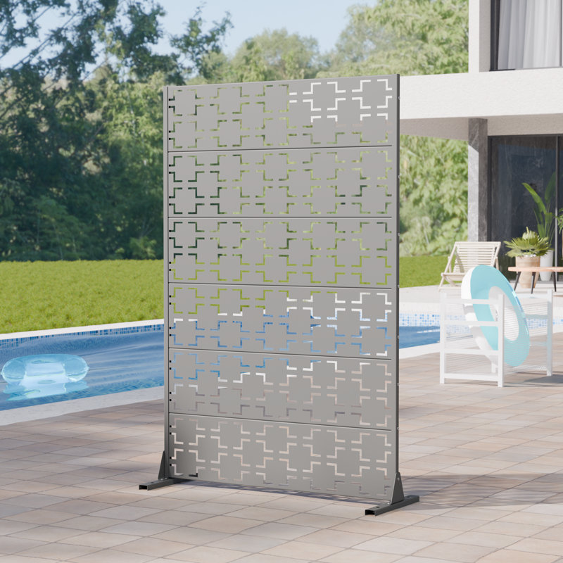 Paravents d'extérieur en métal Wild 72 x 47 pouces Wild, 72 po H x 47 po L x 16 po P, Gris clair