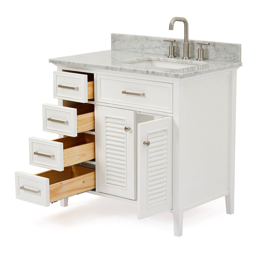 Clyda 37" Single Bathroom Vanity, Right, White