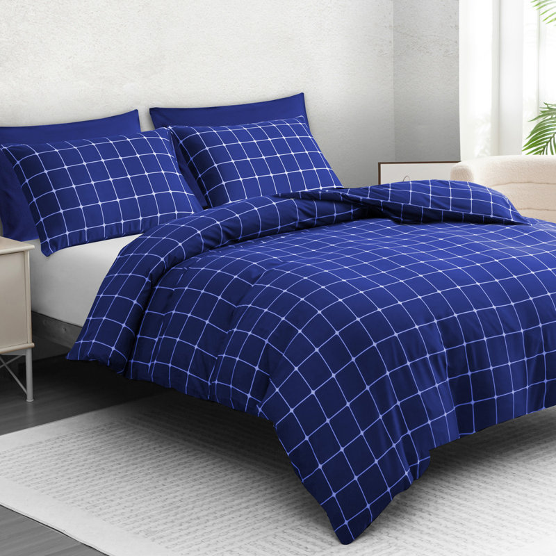 Premium Reversible Duvet Cover Set with Zipper Closure and Corner Ties, Super King Duvet Cover + 2 Standard Pillowcases