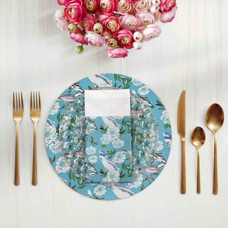 Peony Inspira Cotton Sateen Dinner Napkins, Azure