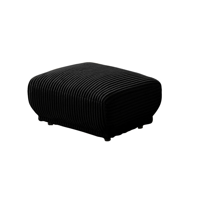 Edwyna Upholstered Ottoman, Black Corduroy