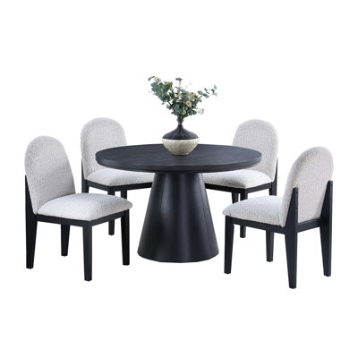 Chaise de salle à manger en tissu à texture douce et douillette 2Pc