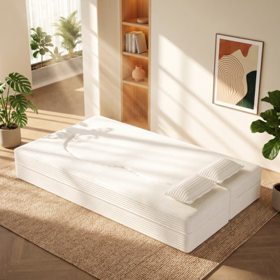 Bobby Furniture 78" W x 39.8" D x 30" H Corduroy Foam-Filled 2-Seat Convertible Sleeper Sofa