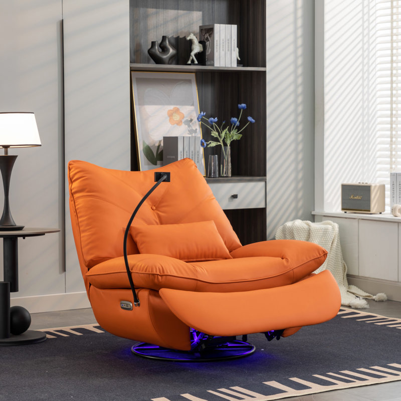 Fauteuil inclinable 270 pivotant, fauteuil berçant inclinable électrique, charge USB pour chaise de chambre de bébé avec lampe d'ambiance