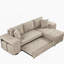 Canapé modulaire réversible en L de 104 po à 3 places, canapé-lit escamotable avec méridienne de rangement et 2 tabourets pour ensemble de salon, crème