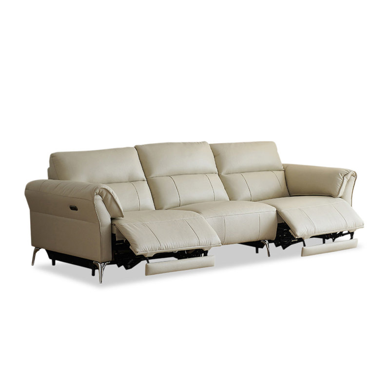 Canapé modulaire beige en cuir véritable, L 100,79 po
