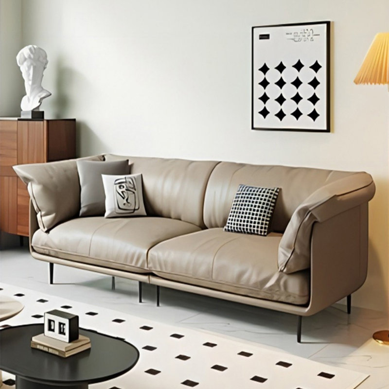 Coussin modulaire en cuir véritable, Kaki, H 34,65 po x l 93,7 po x P 37,4 po