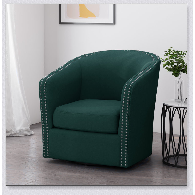 SWIVEL CHAIR Solid base frame, comfortable, durable, beautiful, Green Fabric