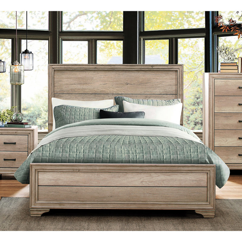 Collection Contemporary Contemporary Queen - Finition naturelle et lit chic fabriqué avec des matériaux, Grand lit