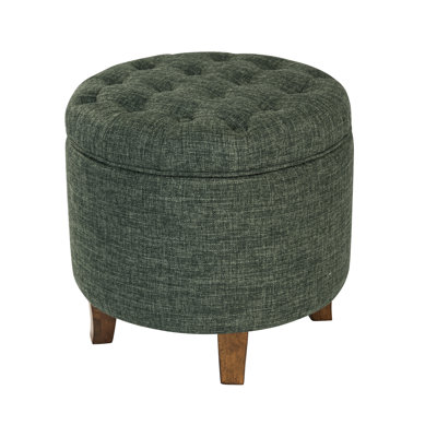 Round Storage Ottoman-Blue Floral Pattern