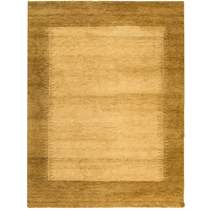Handmade Caramel Abstract Wool Rectangular Rug 5' x 8'