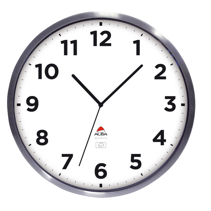 Alba 14-inch Silver and Black Outdoor Quartz Wall Clock