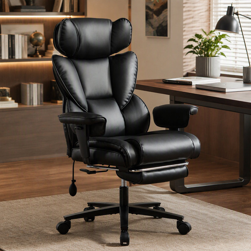 Chaise de bureau ergonomique pour joueur avec repose-pieds et soutien lombaire, H 30,7 po