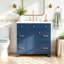 Meuble-lavabo 36 po avec lavabo en céramique, cadre en bois massif bleu, portes à fermeture en douceur, tablettes réglables, 3 tiroirs, y compris un tiroir à double profondeur pour le rangement du sèche-cheveux-695983273