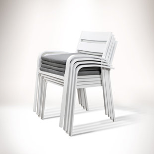 Fiskeville Aluminum Outdoor Stacking Dining Armchair with Cushion