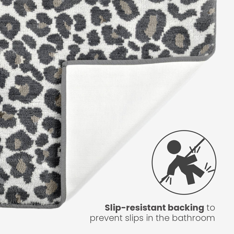 Ose Leopard Print Bath Mat, Grey