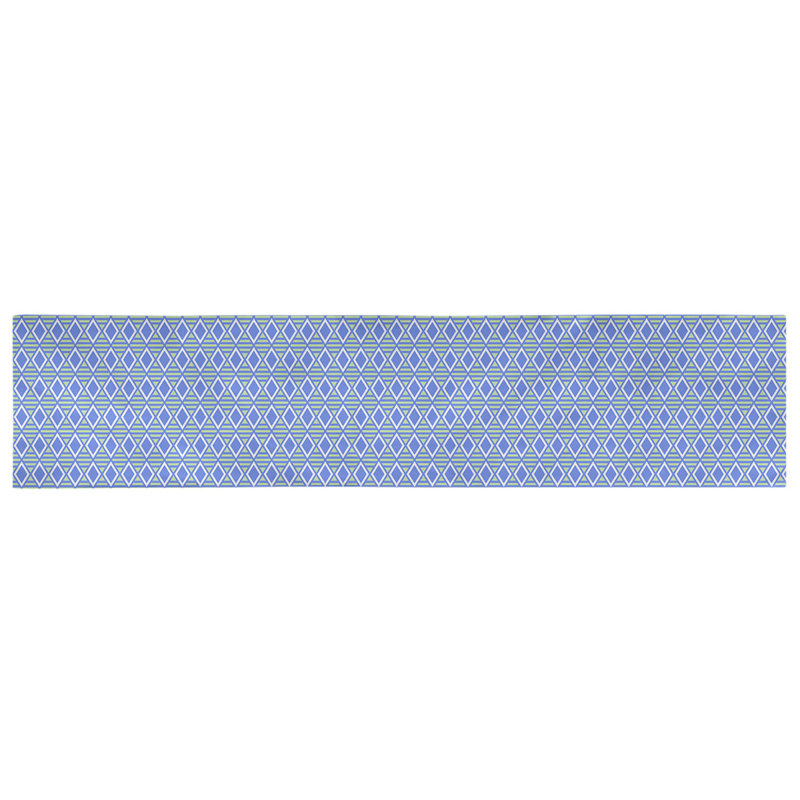 Chemin de table à carreaux géométriques Avicia, 73,5 po x 17,5 po, Polyester, Bleu
