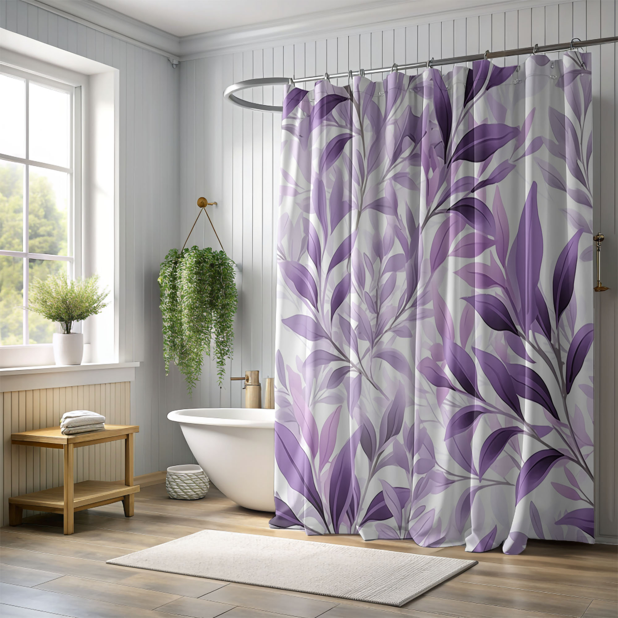East Urban Home Soft Lavender Flowers - 1 Piece Standard Shower Curtain