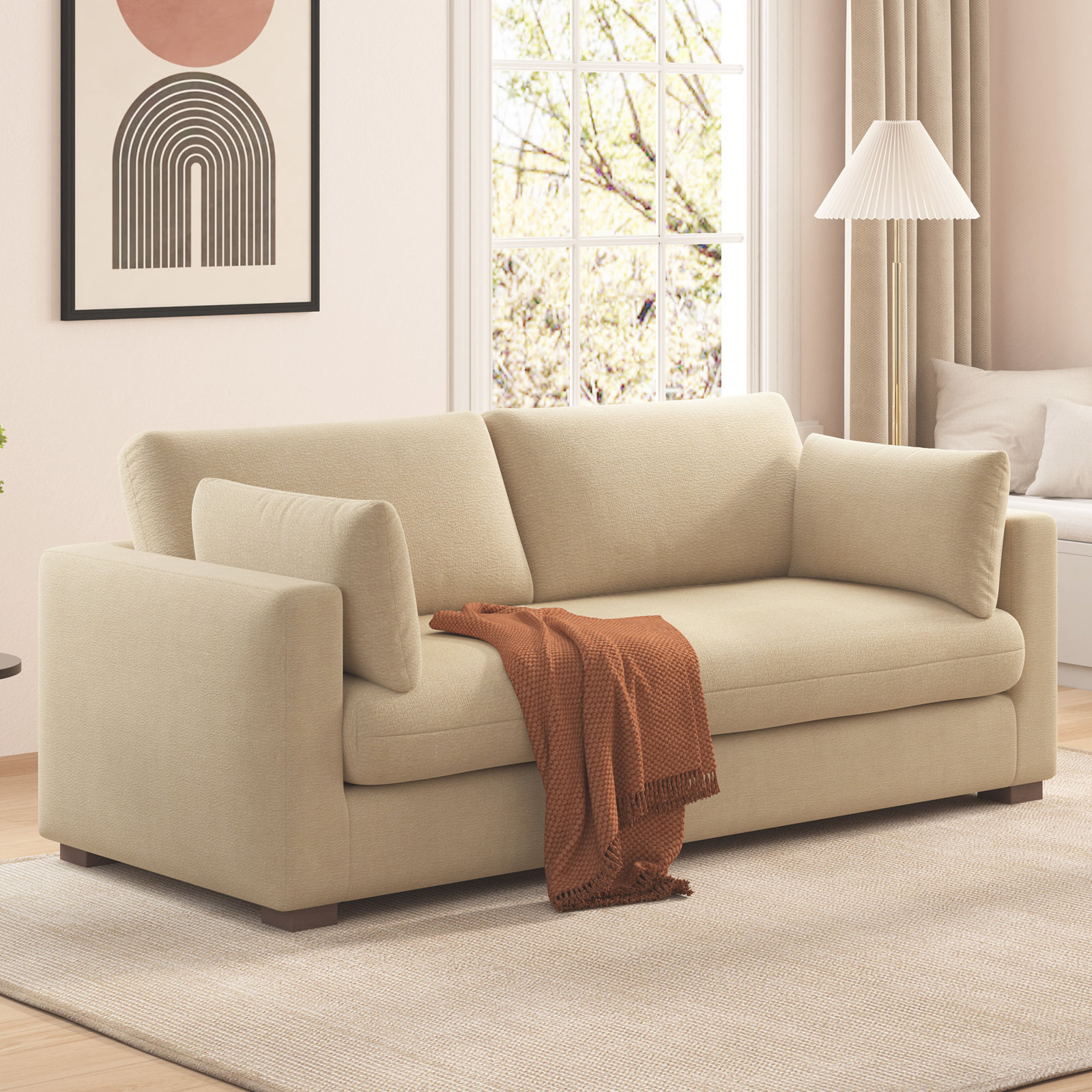 Haven 88" Upholstered Sofa, Beige, Removable Cover