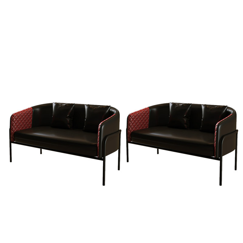 Banc rembourré en similicuir, Noir / rouge