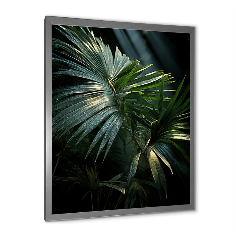 «Palm Trees Jungle I», reproduction sur toile florale, H 20 po x l 12 po x P 1 po, Cadre photo argenté