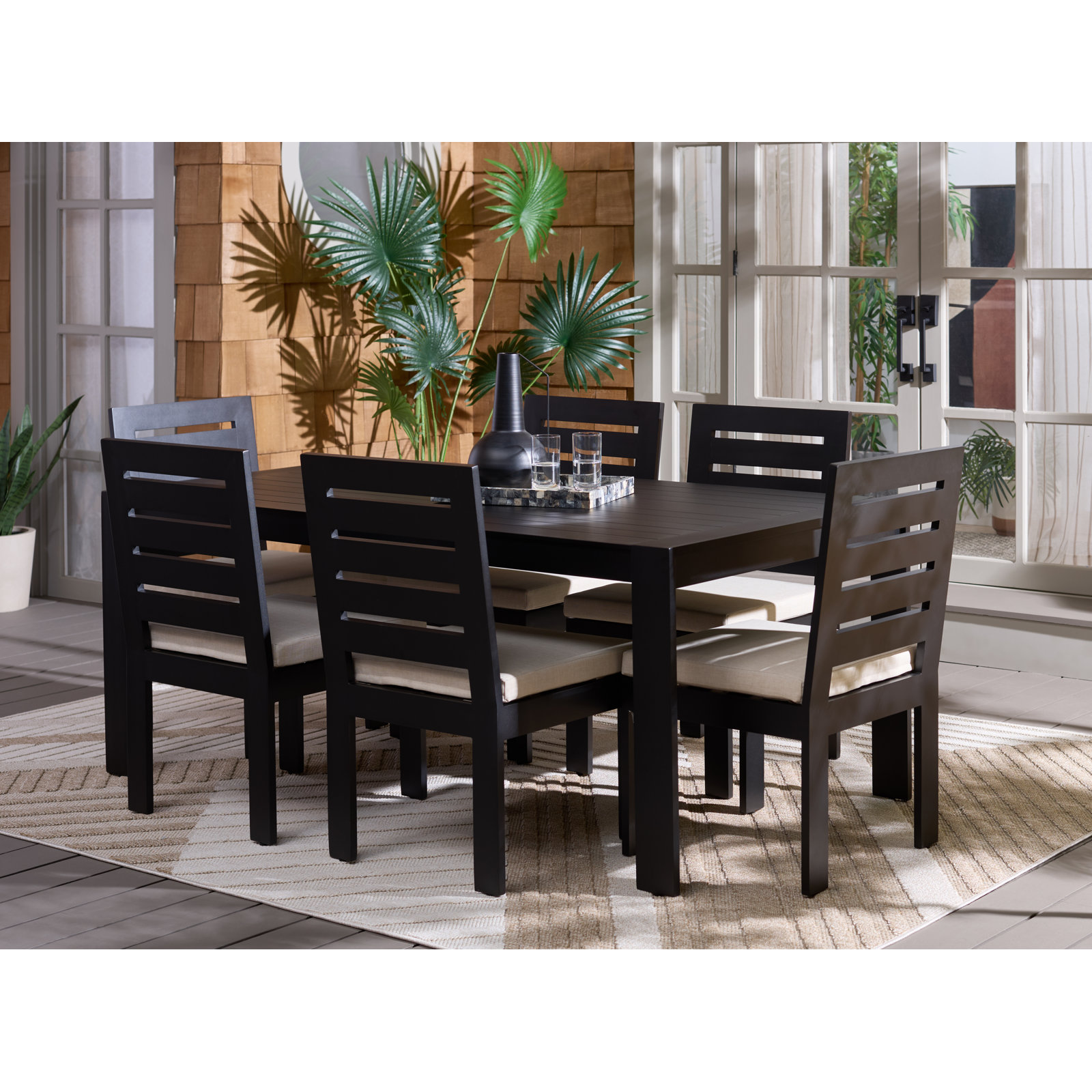 Dwyer 37.4 " Patio Dining Table, Black