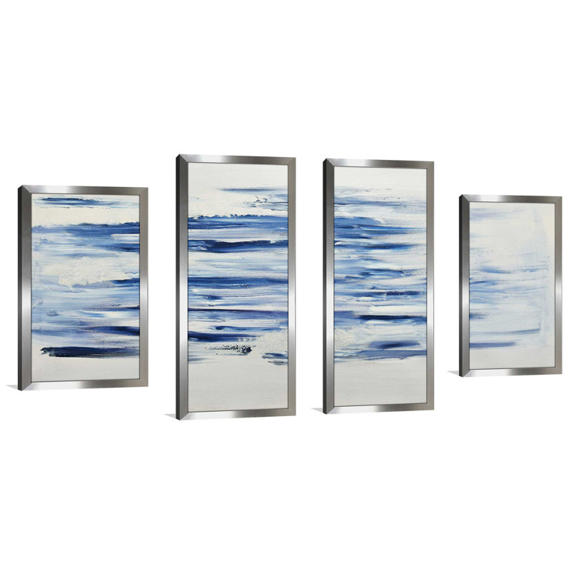 «Out Of The Blue», reproduction de 4 pièces, Encadrement argenté, H 31,5 po x l 62 po x P 1 po