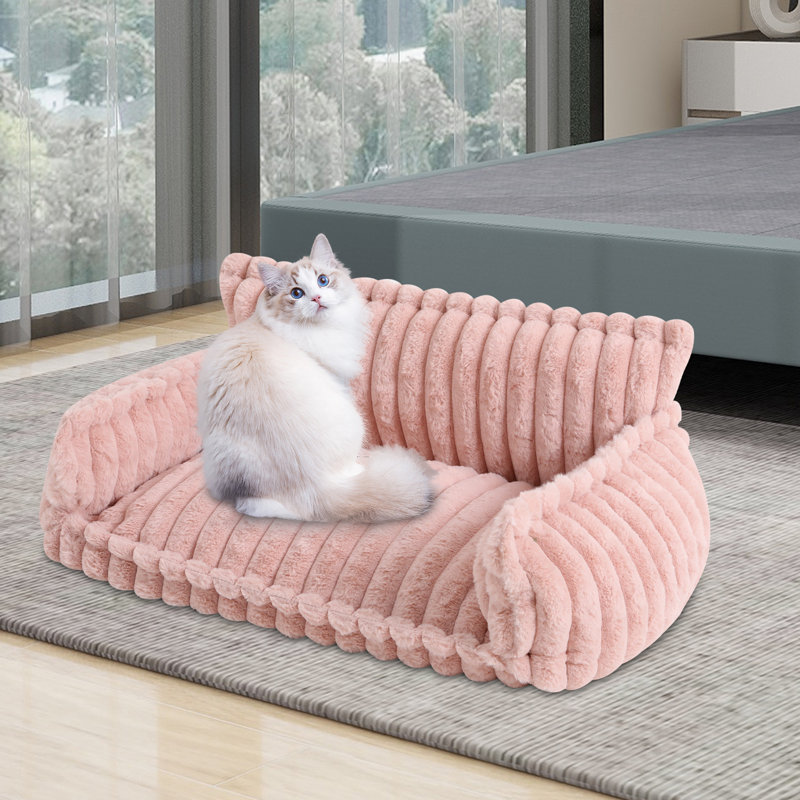 Canapé pour animal de compagnie avec housse lavable amovible, lit moelleux pour chat avec coussin pour animaux de compagnie