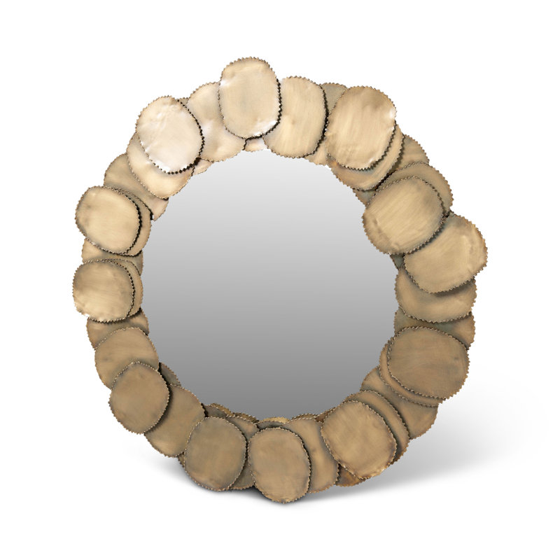 Suri Round Iron Mirror, Antique Brass, 33" x 33"
