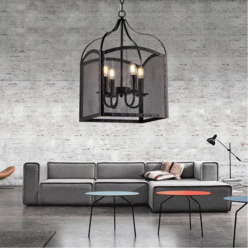 Luminaire suspendu géométrique 4 lumières lanternes Kingswood