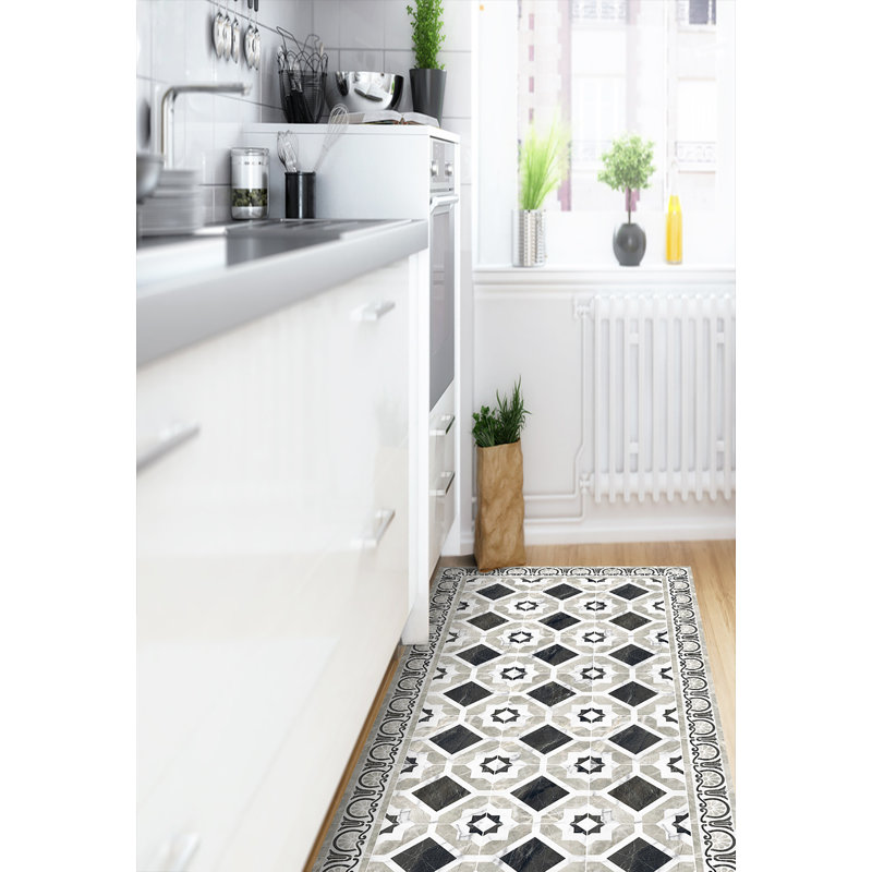 Jodie Geometric Non-Skid Kitchen Mat, Runner 66 x 250cm