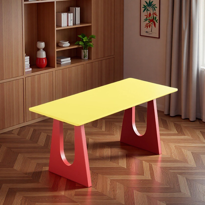 Bureau d'écriture rectangulaire unique et de couleur vive, H 29,52 po x l 62,99 po x P 31,49 po, Jaune
