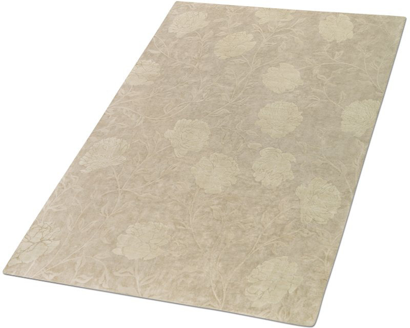 Peony Floral Area Rug in Beige/Neutral/Taupe, Rectangle 3' x 5'