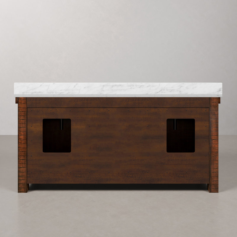 Aberdeen 72'' W Double Vanity, Carrara White, Rostic Sienna