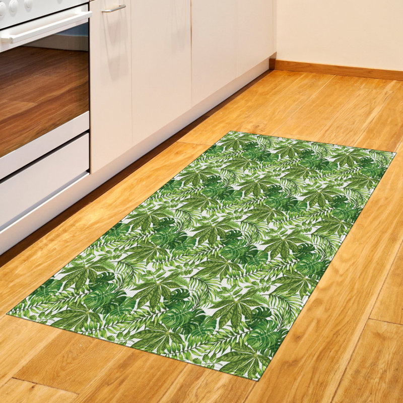 Palm Leaf High Density Long Fiber Poly Threads Decorative Area Rug Carpet, Rectangle 2'7" x 5'