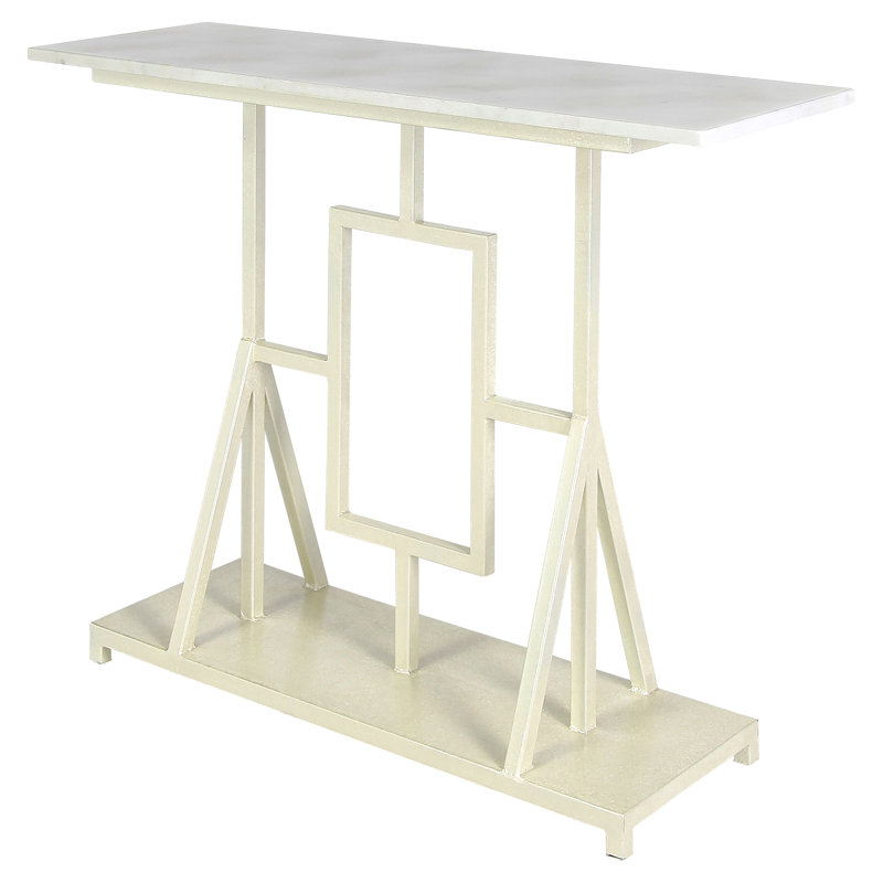 Console Plaza, Blanc huître, Marbre de Carrare, H 35 po x l 45 po x P 15 po