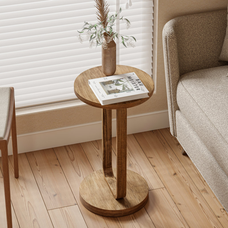 Farmhouse Minimalist  Round End Table With Open Base