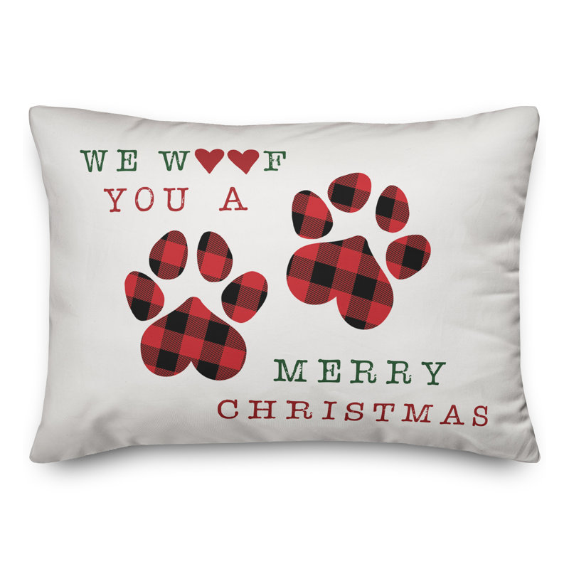  Housse de coussin We We Wouf You a Merry Christmas, Polyester/ Bourre en polyester