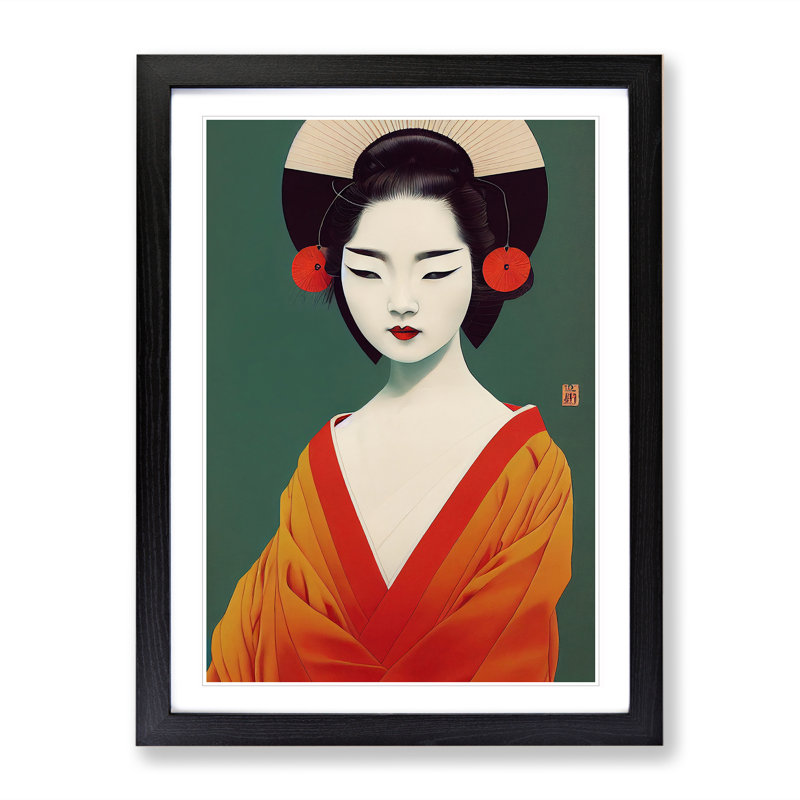 XV1022-4277X Sublime Geisha - Print, 48cm H x 36cm W, White, Black Framed Paper