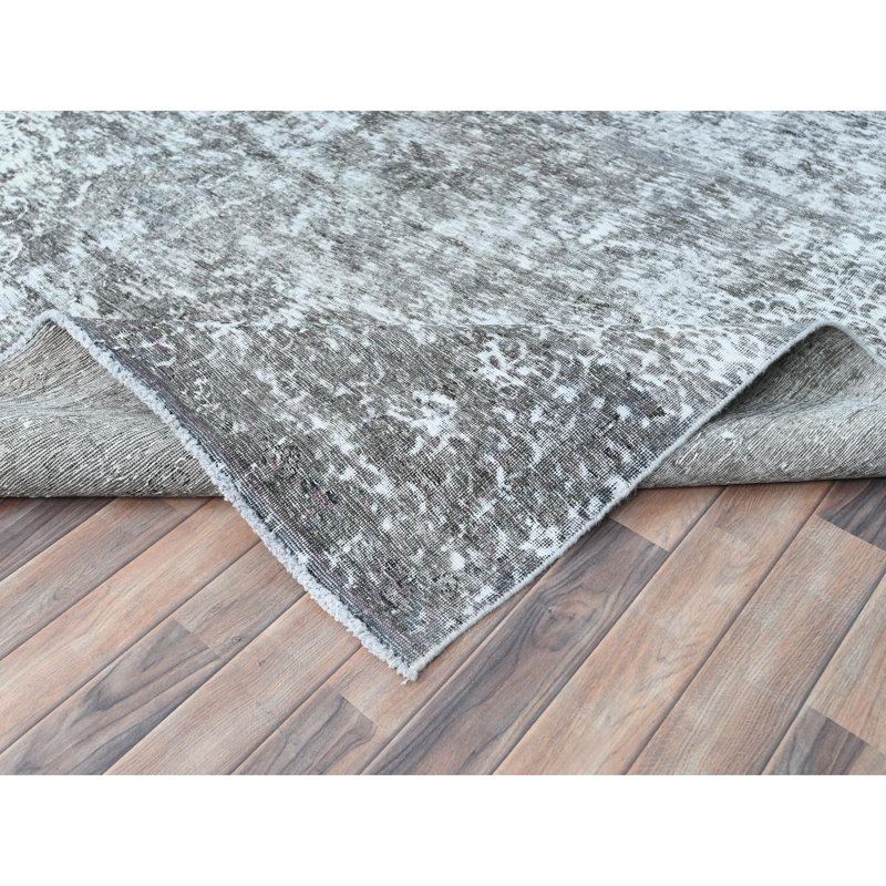 Tapis gris noué à la main de conception unique 9 pi 3 po x 12 pi années 1960 Tyjir
